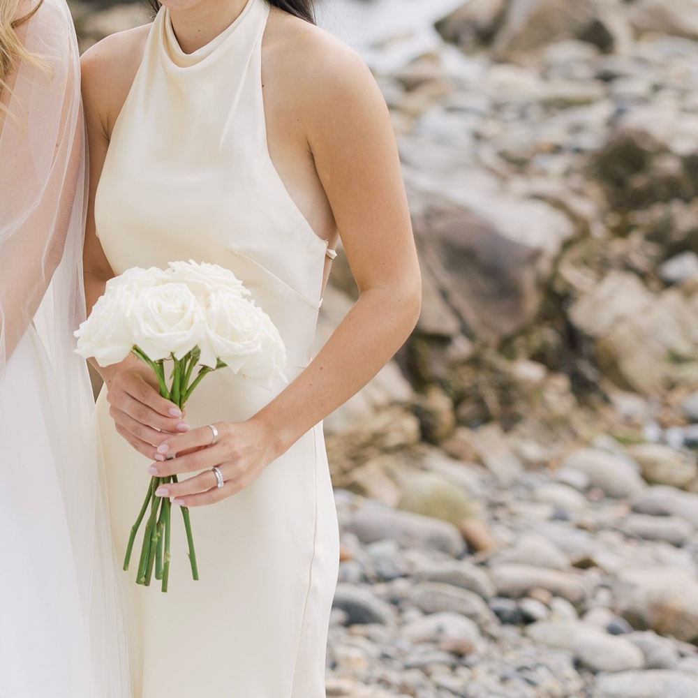 Revelry Pale Yellow Veronica Satin Dress | Size 4
